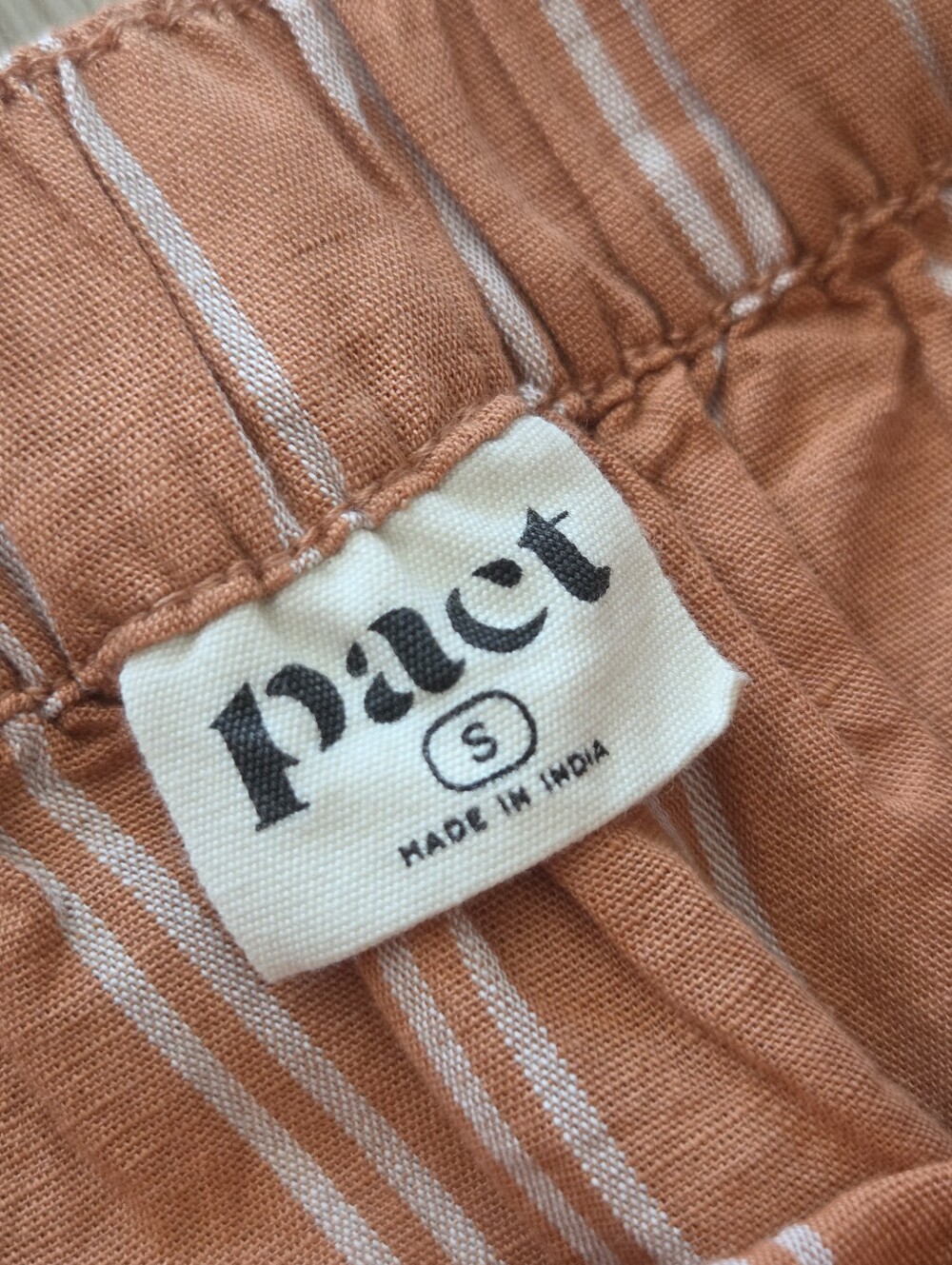 Pact Canopy Linen Striped Wrap Midi Skirt S Vacay Cottage Capsule Hippie Casual - Picture 6 of 11